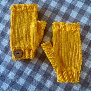 Sunny Yellow Knit Fingerless Gloves - Handmade Texting Mittens, Cozy Winter Accessories, Hygge Style Gift