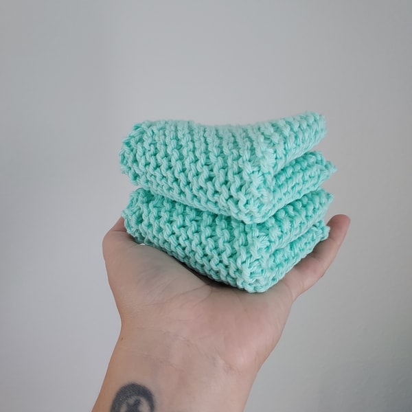 Beach Glass Cotton Knit Cloth - sky blue knit dish cloth