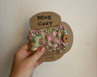 Spring Fling Knit Mug Cozy - café hecho a mano acogedor