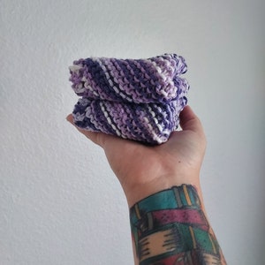 Purple Haze Cotton Knit Dishcloth | Ombre Kitchen Wash Cloth | Unique Farmhouse Home Accent