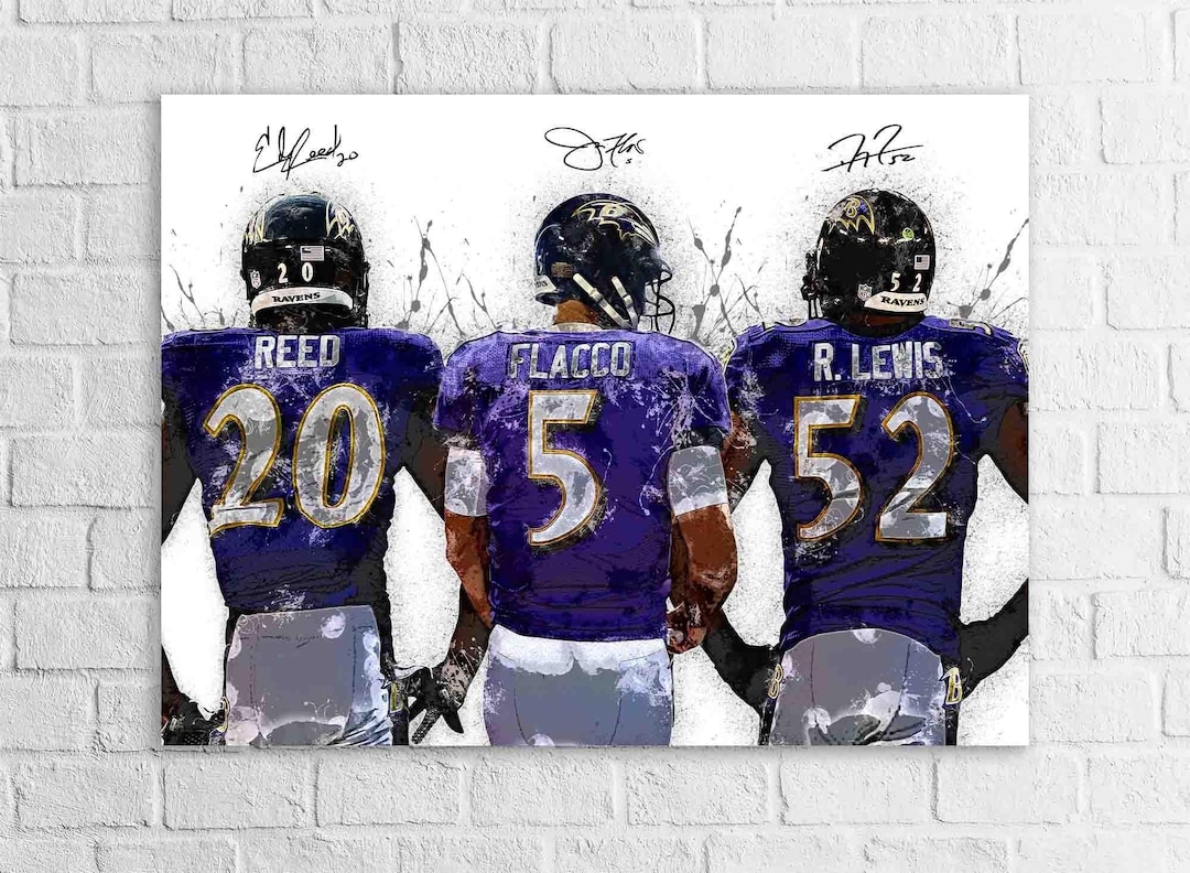Baltimore Ravens Legends Poster: Ed Reed, Ray Lewis, Joe Flacco - Man ...
