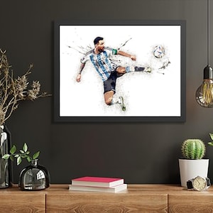 Lionel Messi Argentina Art Print, Soccer Star Poster, Man Cave Decor Bild 4