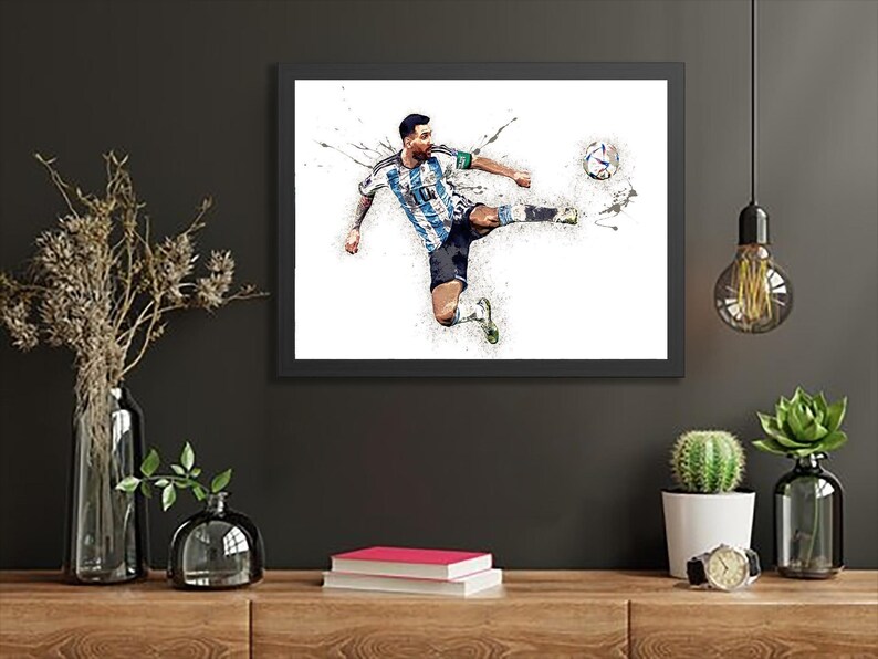 Lionel Messi Argentina Art Print, Soccer Star Poster, Man Cave Decor Bild 4