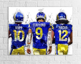 Matthew Stafford, Puka Nacua, Cooper Kupp, Los Angeles Rams, Canvas Wrap or Museum-Quality Poster, Fine Art, Man Cave, Kids room, Office