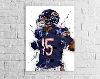 Rome Odunze Poster, Chicago Bears Fine Art, Man Cave Wall Decor