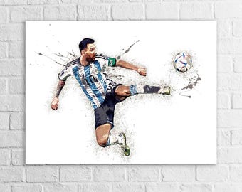 Lionel Messi Argentina Art Print, Soccer Star Poster, Man Cave Decor