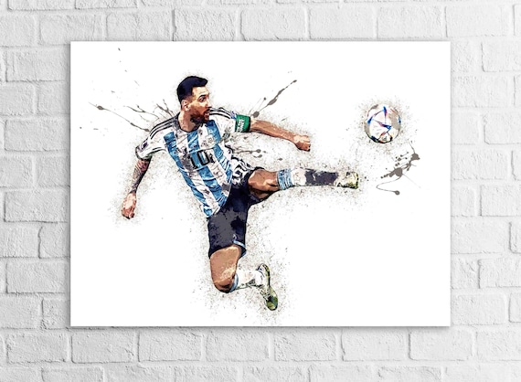 Lionel Messi Argentina Art Print, Soccer Star Poster, Man Cave Decor