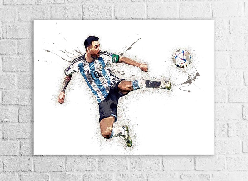 Lionel Messi Argentina Art Print, Soccer Star Poster, Man Cave Decor Bild 1