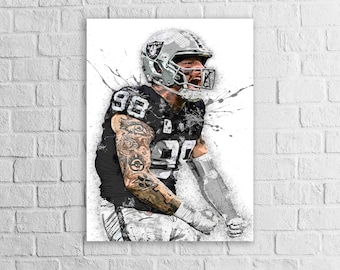 Maxx Crosby Poster, Las Vegas Raiders, Gallery Canvas Wrap or Museum-Quality Poster, Fine Art, Man Cave, Kids room, Office