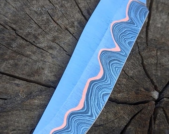 Cu-Mai Damascus chef knife blank blade copper wave San Mai billet forging supply DIY custom kitchen knife making