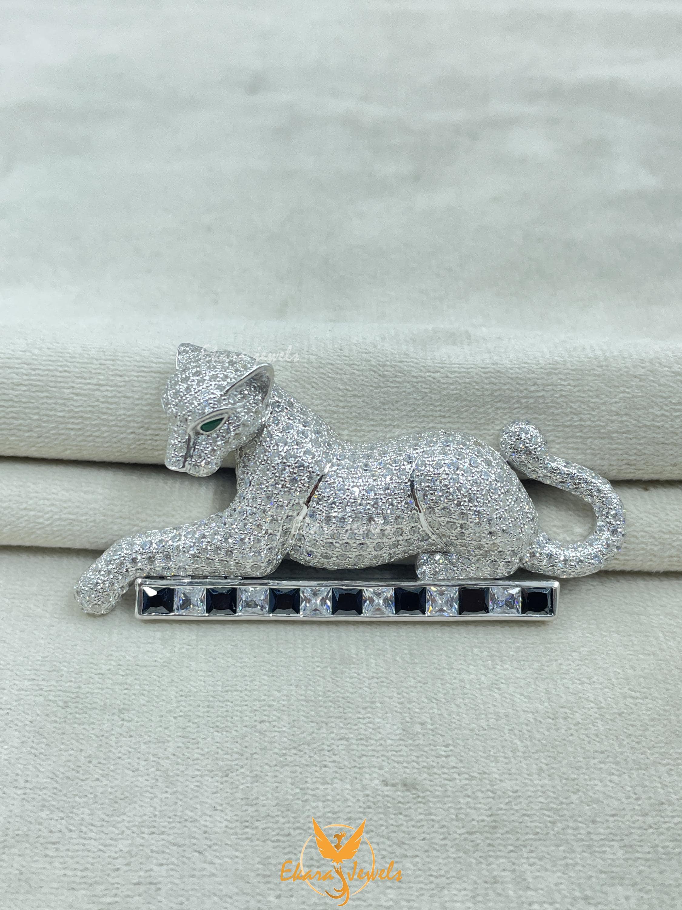 VINTAGE BROCHE PANTHÈRE Et Strass Années 70 Collectible