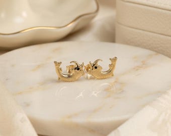 Makara Earrings for Lord Krishna | 925 Sterling Silver | 18K Gold Plated | Traditional Deity Jewelry | Temple Earrings