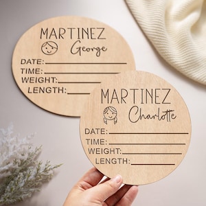 Personalized Wooden Baby Birth Announcement Sign: Newborn Photo Prop