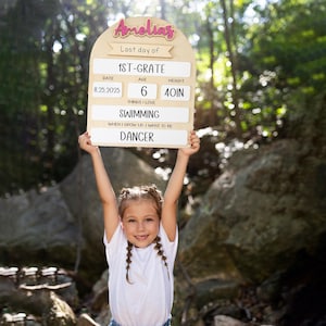 Kindergarten 1st Day of School Schild, Back to School Board, wiederverwendbarer erster/letzter Schultag Schild, trocken abwischbares Schild, Acryl Schulfotorequisite