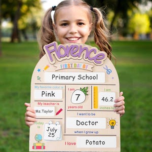 Back to School Board for Kid, Reusable First/Last Day of School Sign, Dry Erase Sign, Acrylic School Photo Prop,  interchangeable Board