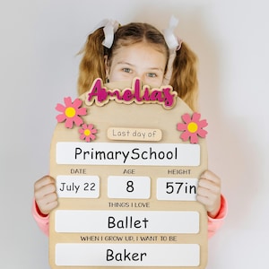 Reusable 1st Day of School Sign, interchangeable Board, Back to School Board, First/Last Day of School Sign, Acrylic School Photo Prop