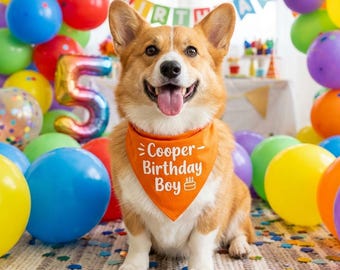 Custom Birthday Celebratory Festive Bandana Party Themed Printed Dog Bandana Colorful Cute Stylish Neckwear Soft Durable Vibrant Dogwear