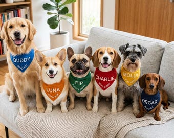 Custom Personalized Printed Stylish Bandana Cute Trendy Durable Scarf Colorful Handmade Washable Accessory Adjustable Premium Collar