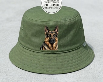 German Shepherd Custom Bucket Hat, Personalized Dog Photo Hat, Dog Lover Gift, First Time Mom Gift