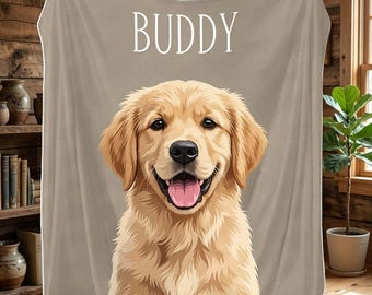 Custom Pet Blanket Cozy Soft Fleece Warm Printed Photo Throw Gift Dog Birthday Keepsake Memory Comfy Plush Stylish Home Bed