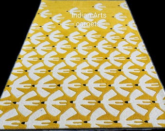 Hand tufted elegant home decor rugs Bird Design Hand Tufted Arts and Crafts Style Area Rug for Living Room, Bedroom & Dining Room different.