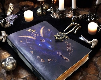 Capricorn Zodiac Leather Journal – Handmade Grimoire with Brass Lock