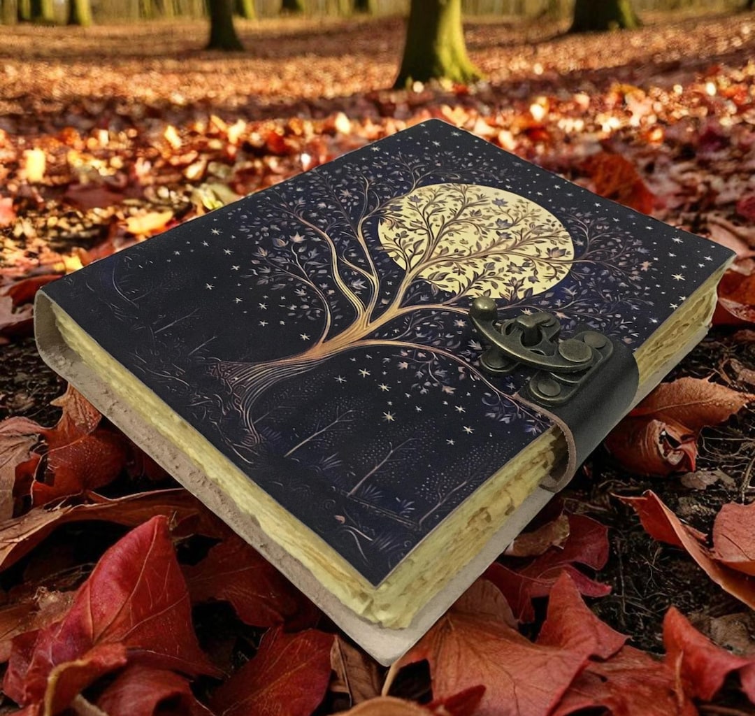400 Page Large Grimoire Leather Journal, Print Tree of Life Journal ...