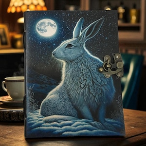 400 Pages - bunny rabbit Grimoire Leather Journal Notebook Journal for women - Fat journal handmade Deckle Paper Notebook Journal for gift.