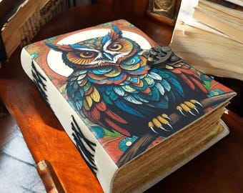 Handmade Leather Owl Grimoire Journal – Witchy Book of Shadows