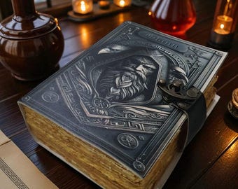 Odin Leather Grimoire – Gothic Raven Spell Book, Deckle Edge Journal