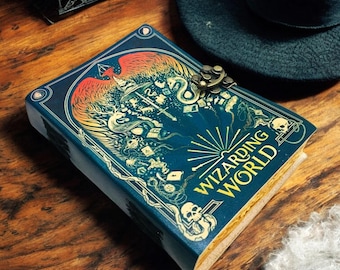 Trollkarlsvärlden läderjournal med lås | Vintage magisk trollformel dagbok | Häxkonst och trolldom present handgjord fantasy anteckningsbok grimoire.