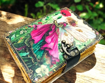 Handmade Fairy Leather Journal | Vintage Lock Sketchbook, 400 Page