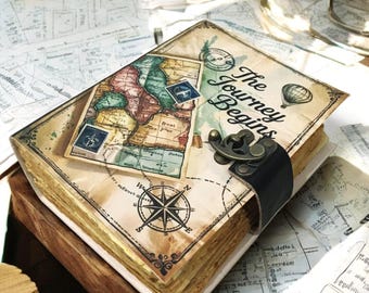 Adventures Leather Journal, Vintage Lock Grimoire, Buffalo Leather Sketchbook