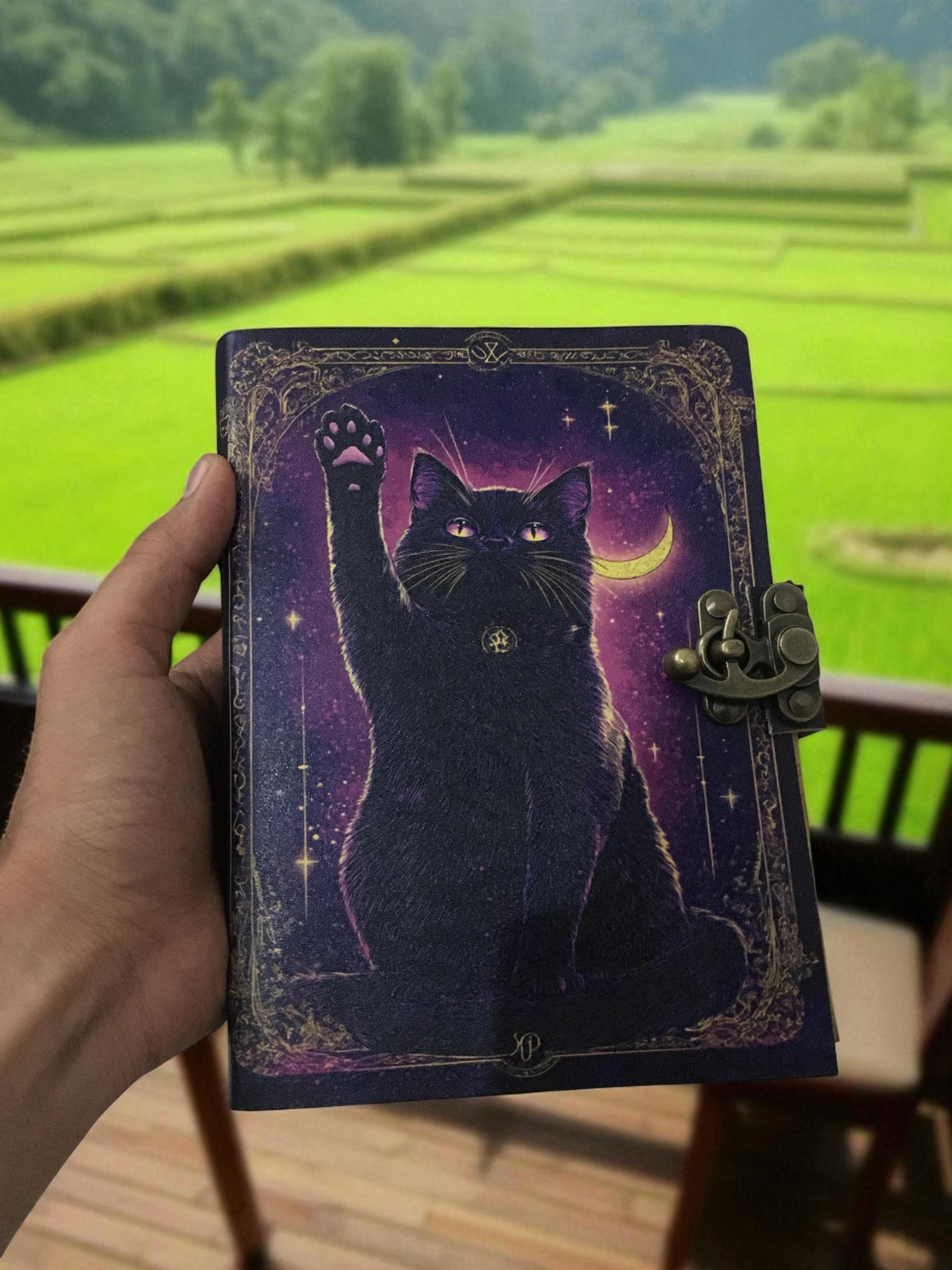 400 Page Large Cat Journal Vintage Handmade Leather Journal, Grimoire ...
