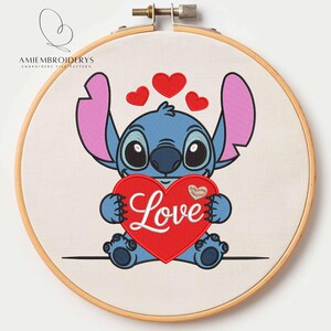 Patrón de bordado de corazón de puntada, bordado de dibujos animados para amantes del bordado/ Patrón de bordado de descarga digital para amantes del bordado de moda