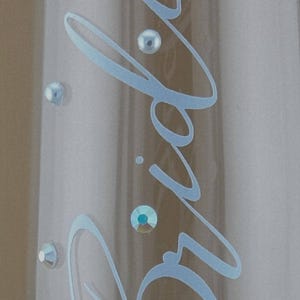Bride Champagne Glass Custom Bride Gift Bridal Shower Personalized Engagement Flute Rhinestone Pearl Decorated Drinkware Wedding Celebration image 8