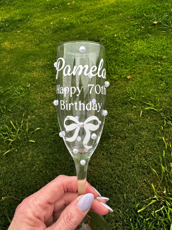 Custom Birthday Champagne Flute - Personalized Celebration Glass