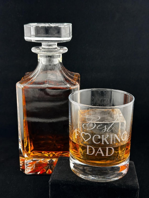 Funny Dad Gift Etched Whiskey Glass Bourbon Tumbler Father Bride Groom Parent Wedding Celebration Drinkware Men Personalized Scotch Lover