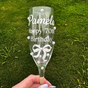 Custom Champagne Flute Personalized Birthday Gift Under 20 Affordable Celebration Stemware Engraved Glass Name Milestone Birthday Party Essential 21st Birthday Prosecco Glass Men Unique Wine Glass Custom Engraved Details Perfect Gift