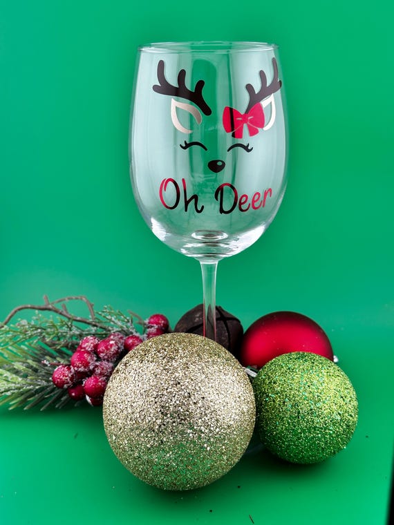 Reindeer Christmas Glassware - Reindeer Wine Glass