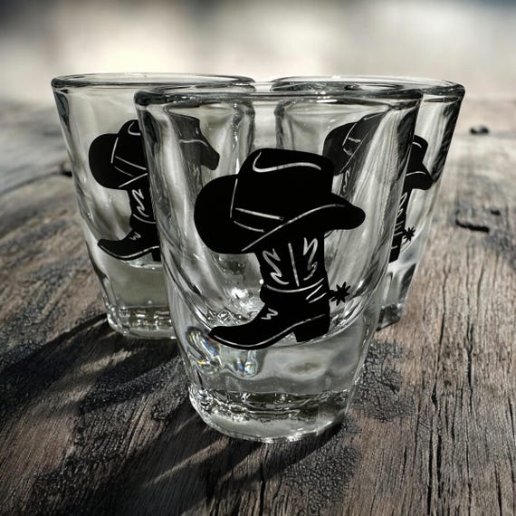 Cowboy Shot Glasses (Set of 2): Western Party & Rustic Decor