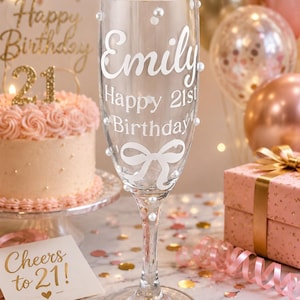 Milestone Celebration Stemware Engraved 21st Birthday Prosecco Glass Custom Champagne Flute Personalized Name Gift Under 20 Budget Friendly Unique Wine Glass Men Birthday Party Essential Perfect Bachelorette Celebration Custom Engraved