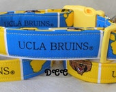 Dog Collar UCLA Bruins Yellow Blue Sports NCAA Division Football California Adjustable Dogs Collars D Ring Handmade Choose Size Accessory