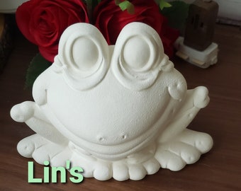 Ceramic Bisque -  Adorable Frog great for House or Yard or Garden -   Ready to Paint - Great as a gift