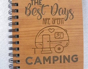 Laser Engraved Notbook Camping Vacation Adventure Journal Guest Scrap Book Photo Album Cut Out 8.75 x 5.75 7 colors Custom Personalized New