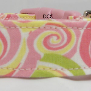 Dog Collar Swirls Pink Green Yellow White CHOOSE SIZE Adjustable Dog Collars D Ring So Cute Everyday Accessories Pet Pets Summer Accessory image 1