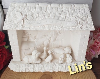Bisque - Handmade - Nativity -  Ready to Paint - Great as a gift