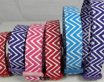 Dog Collar Chevron Stripes Everyday Fun 8 plus choices No Bow Adjustable Dog Collar D Ring Choose Size Stripe Accessory Pet Pets Accessory