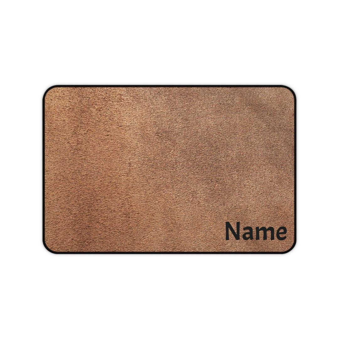 Personalized Brown Leather Texture Desk Mat | Custom Name Desk Mat - Etsy
