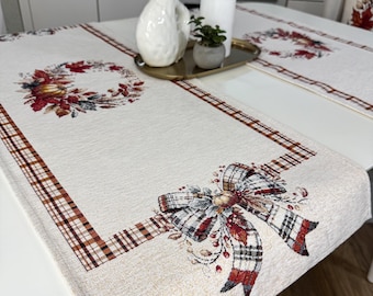Kürbis Herbst Tischläufer: Chenille Jacquard Wandteppich